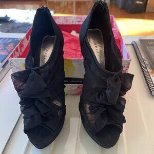 Chinese Laundry High Platform Dress Shoes Ruffled Chiffon Black Haylie